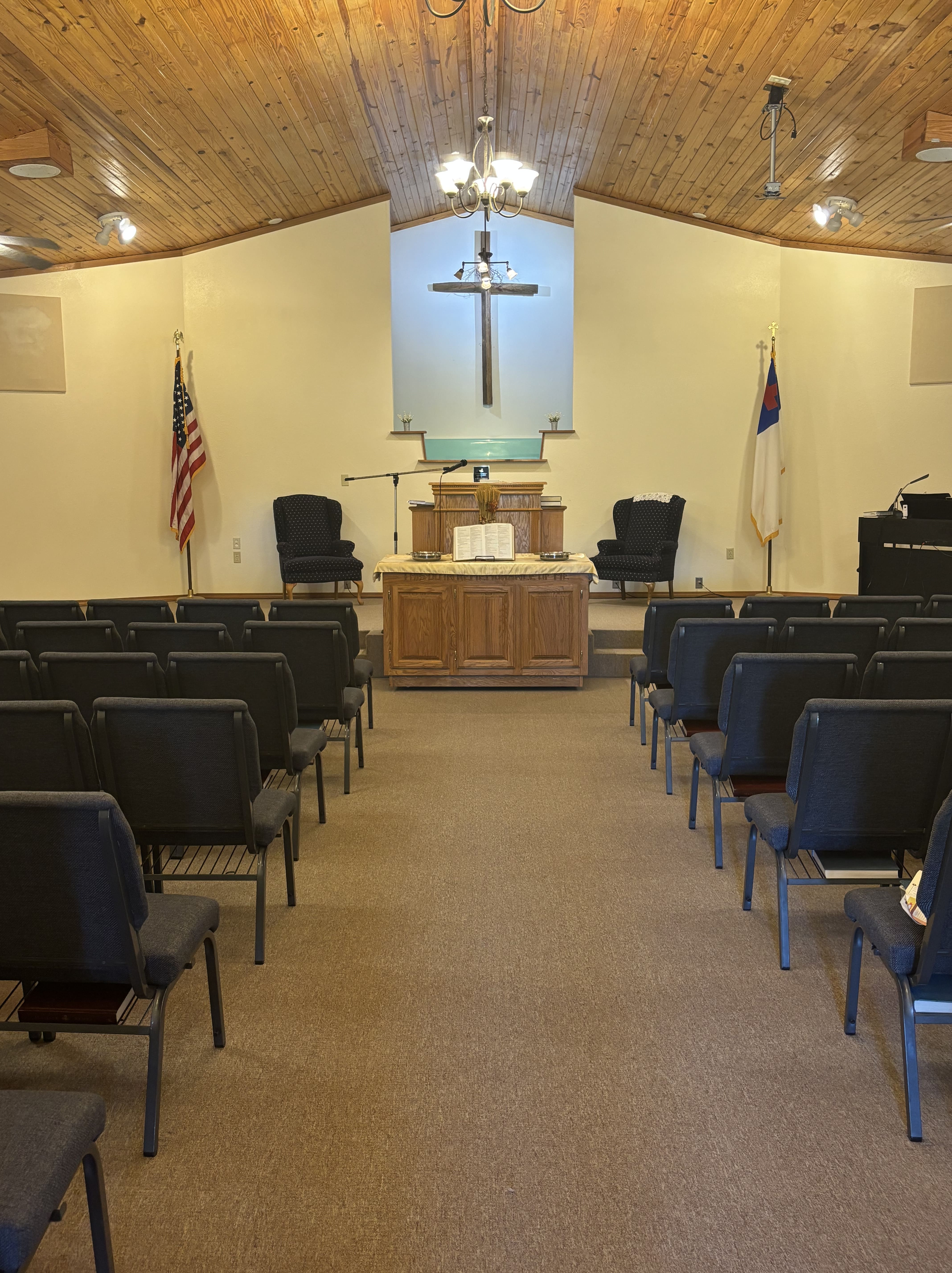 A view of the Liberty Baptist Church building from the outside.